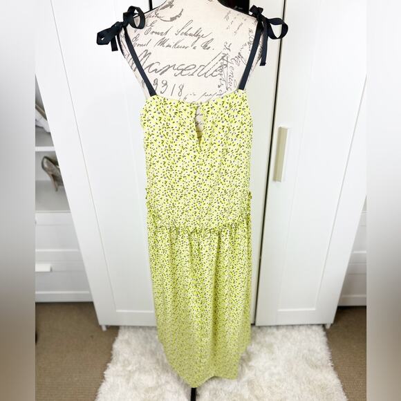 Topshop NWT Dropped Waist Midi Dress in Lime Size 10 - Picture 7 of 14